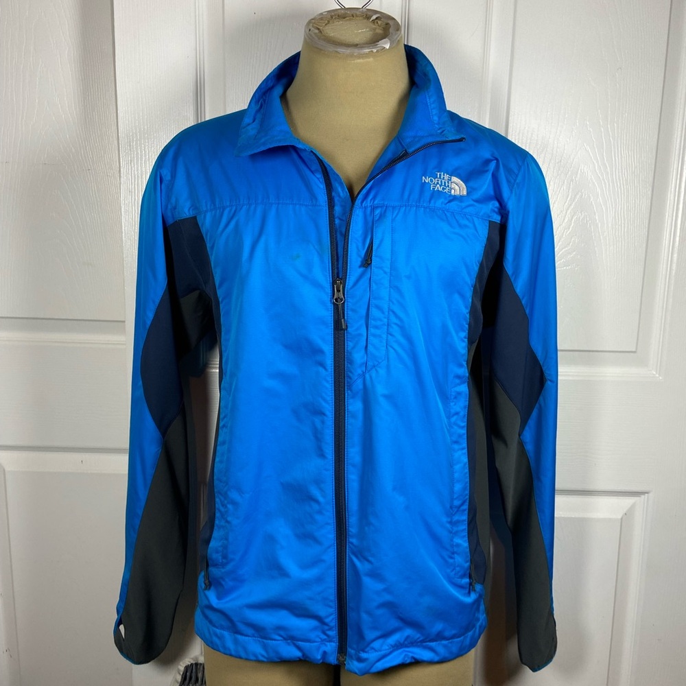 The North Face Blue and Gray Windbreaker Lightweight Athletic Jacket